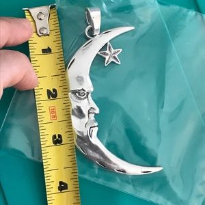 🌜large silver crescent moon pendant witchy goth new age reiki 🌟🌜